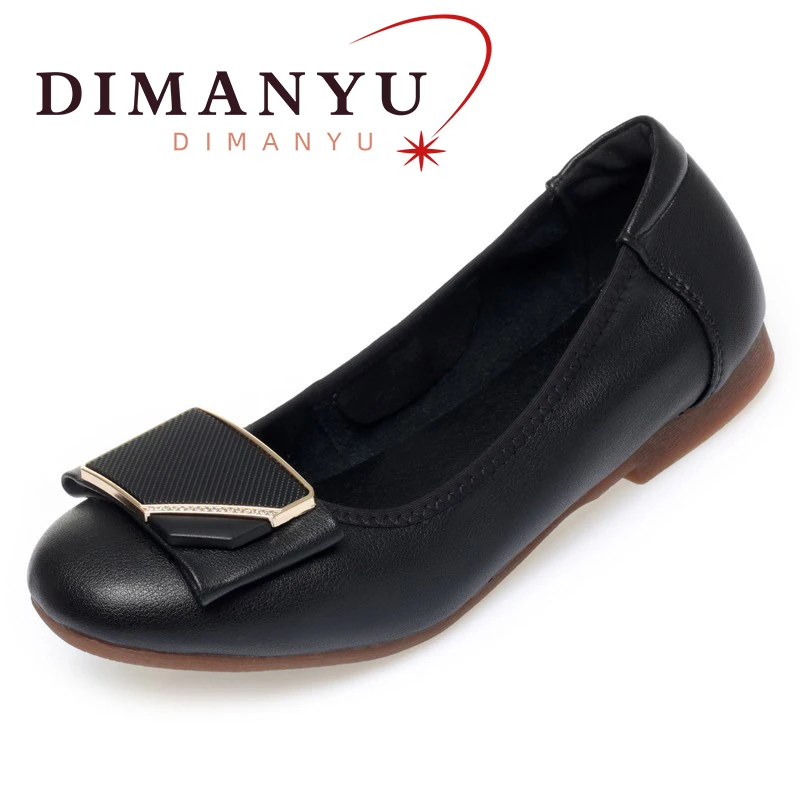 

DIMANYU Doudou Shoes Women 2024 Spring New Genuine Leather Flat Female Casual Shoes Round Head Large Size Women's Shoes