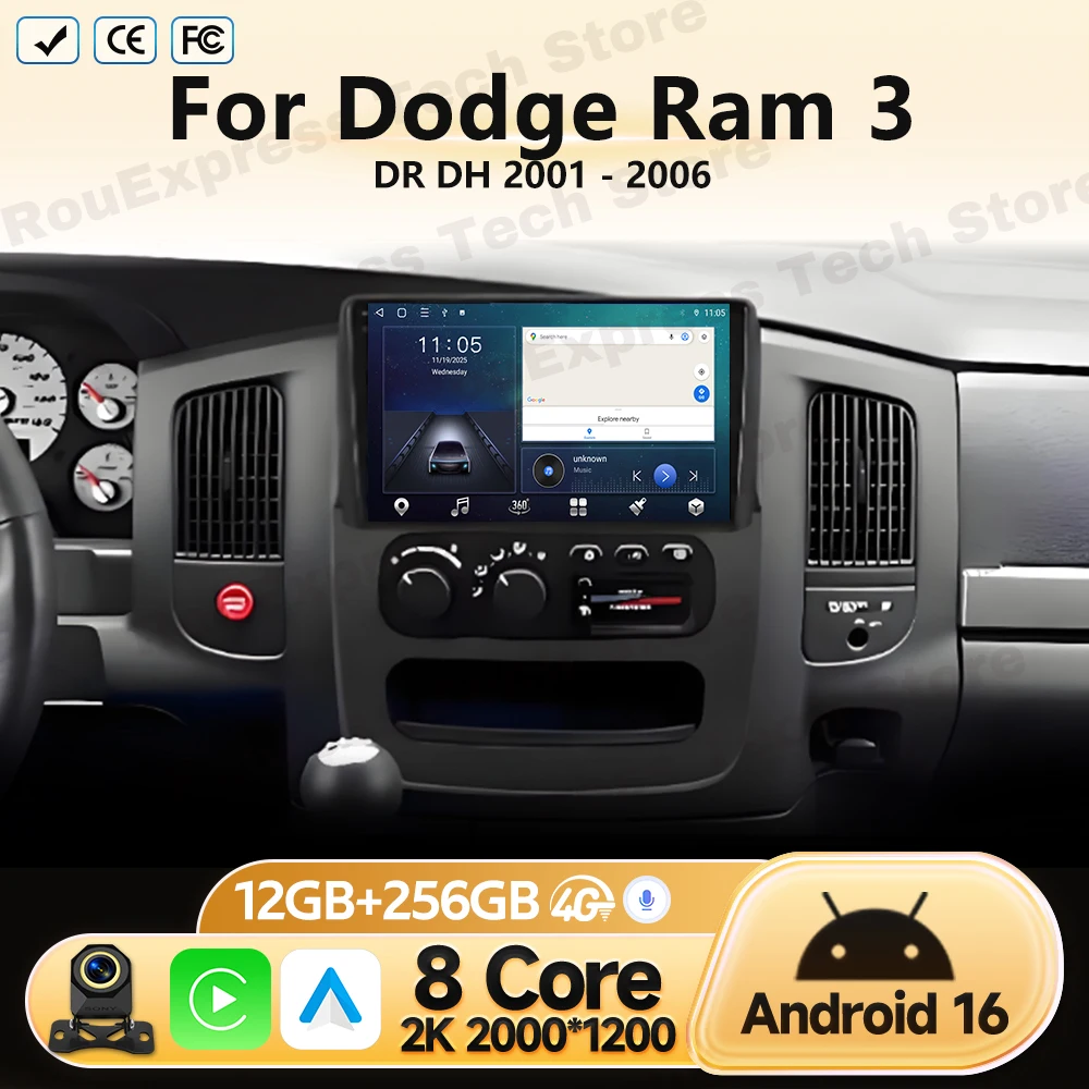 4G Head Unit For Dodge Ram 3 DR DH 2001 2002 2003-2006 Android GPS Navigation Multimedia Video Player Stereo Car Radio BT No DVD