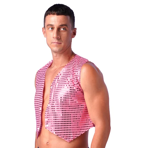Imagen 2 del producto Chaleco Rave de discoteca brillante con lentejuelas para hombre, Tops de Jazz, traje de actuación de baile de Hip-hop, chaleco con dobladillo Irregular con lentejuelas brillantes