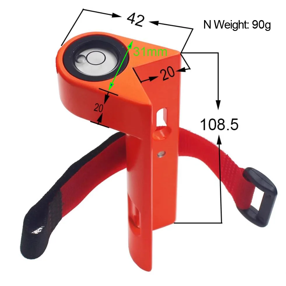 L-type Bubble Level with Strap Circular Bullseye Spirit Level for Prism Pole Total Station GPS GNSS Centering Pole Surveying Rod