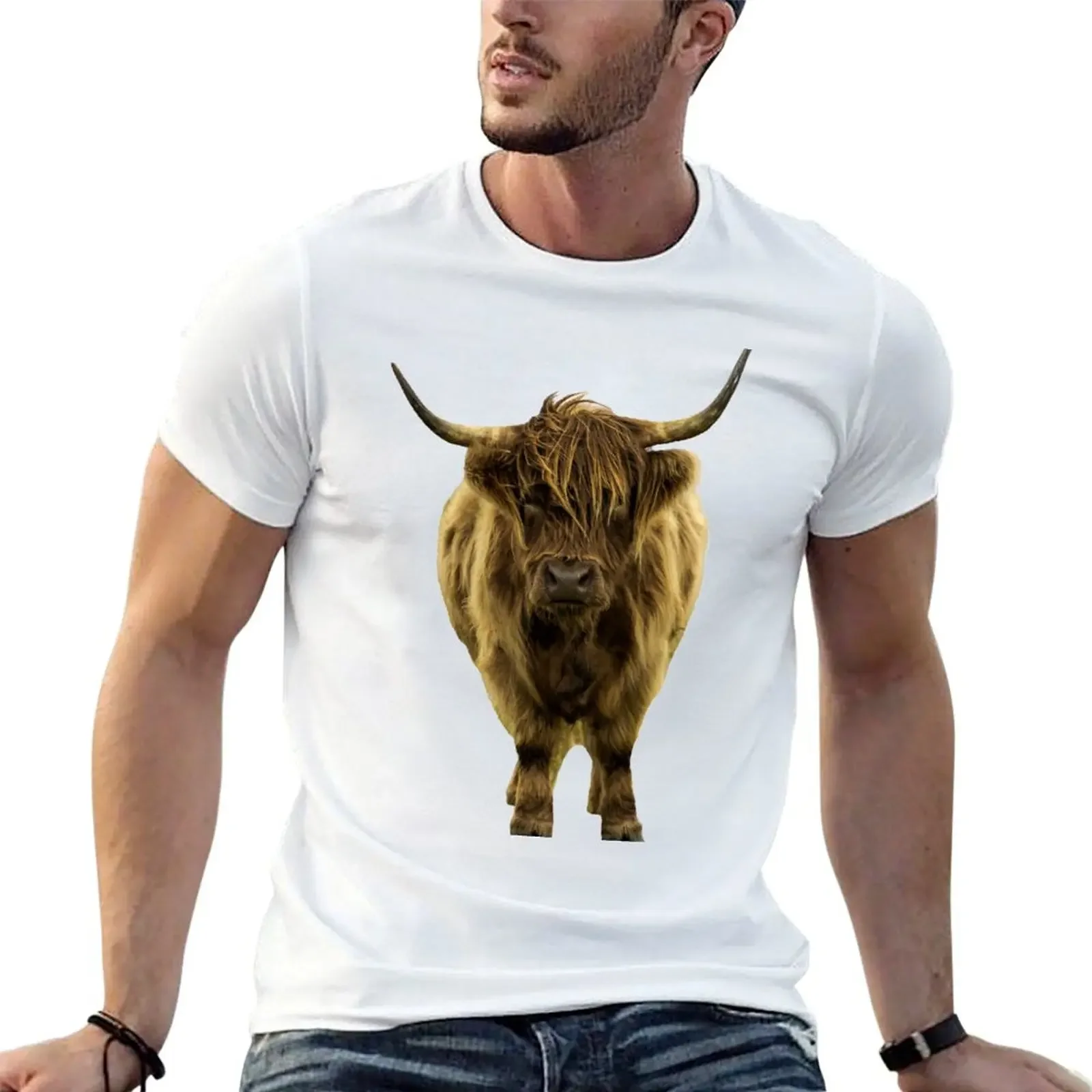 

Shaggy Highland Cow IV T-Shirt sweat vintage graphic tee cute tops men graphic t shirts