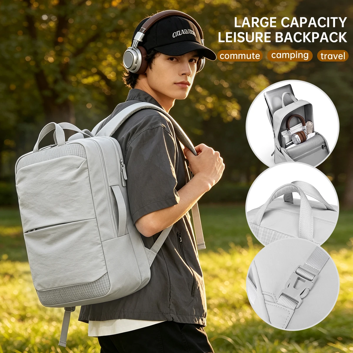 Travel Backpack, Men's Backpack, Lightweight Short-Distance Business Trip Portable Bag, Travel Luggage Bag, Large-Capacity Computer Bag, Student Bag