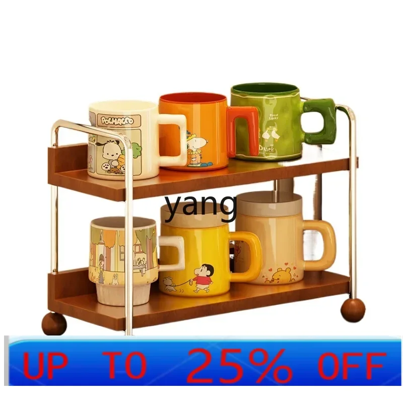 LHH  medieval solid wood multi-layer lattice cup holder, desktop cup display display rack