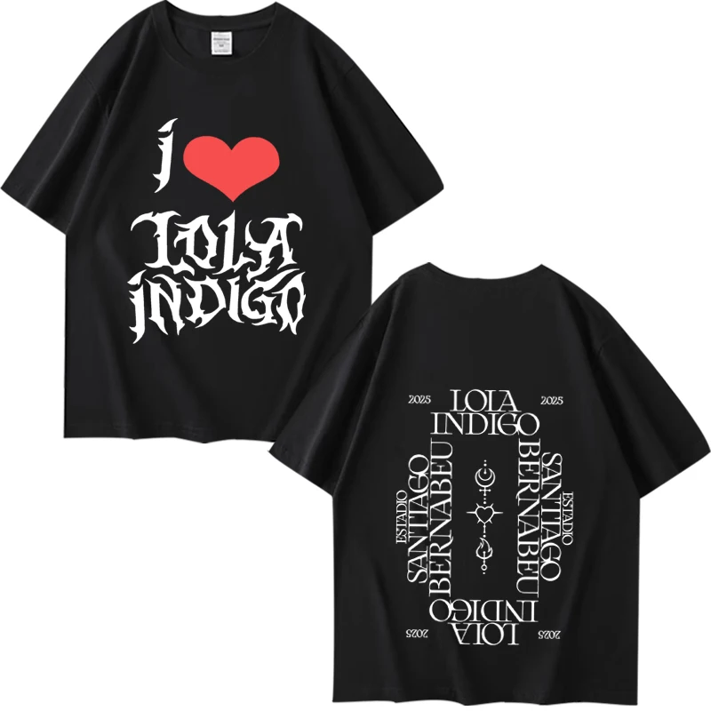 

Lola Indigo 2025 Tour graphics T Shirt men women Oversized 100% Cotton fashion funny top short sleeve Summer print Unisex tops