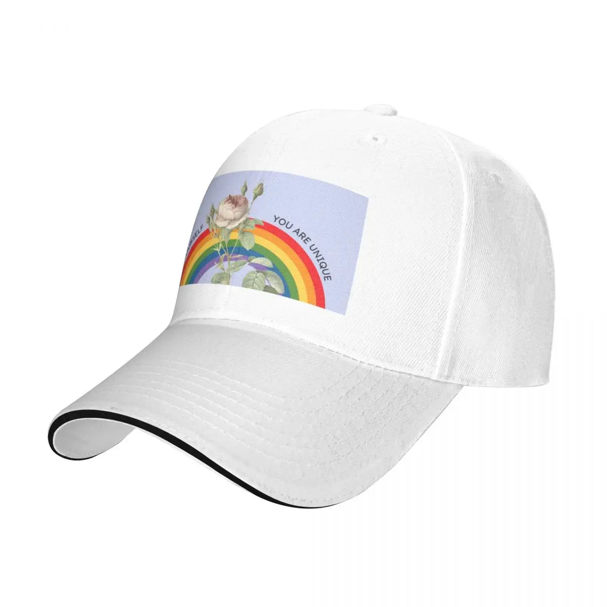 

White Dusty Rose Rainbow Pride Cap Baseball Cap trucker cap bucket hat sun hats for women Men's