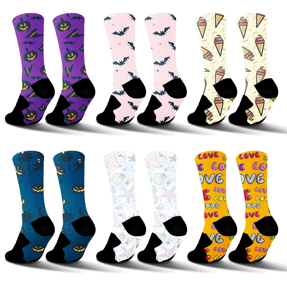 

2025 New Pumpkin Head Bat Pattern Socks Comfortable Sweat.absorption.non-slip.attern Cycling socks