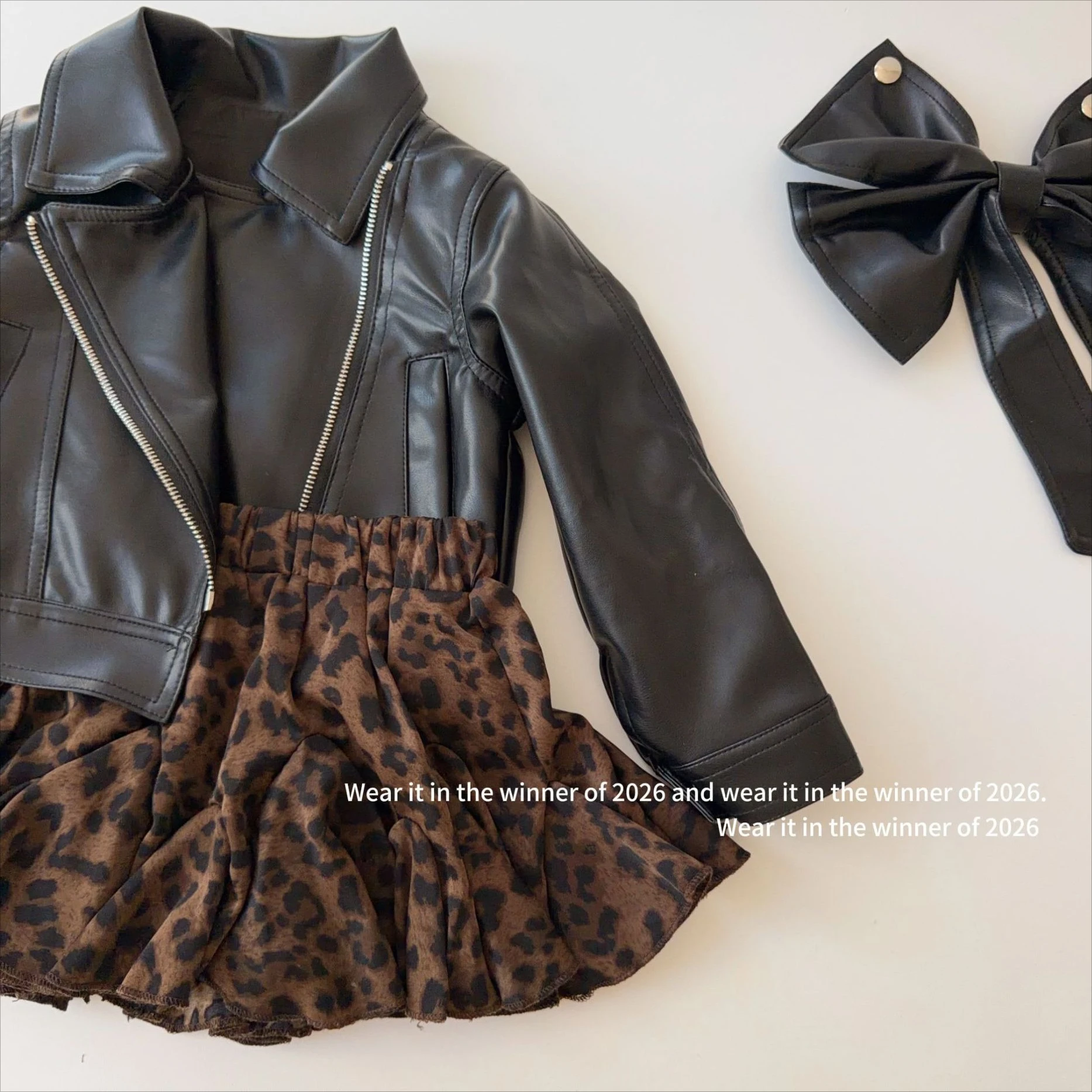 Girls Skirt 2026 Autumn and Winter New Childrens Clothing Girl Baby Temperament Chiffon Lotus Edge Leopard Print Short Skirt