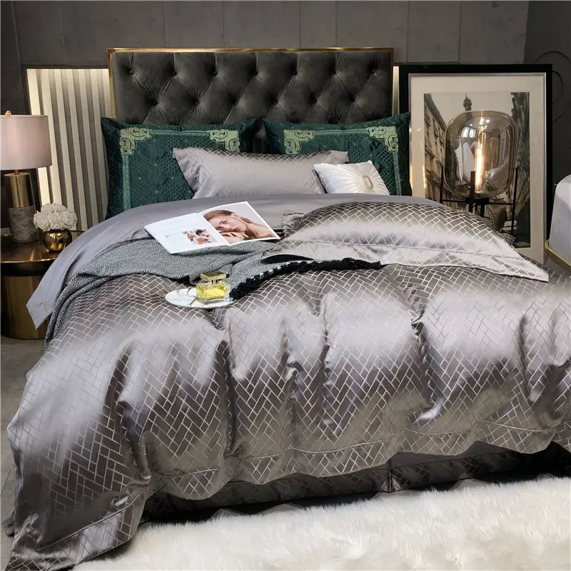 

High-end satin jacquard high-end sense four-piece cotton pure cotton luxury high-end sheets