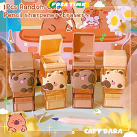 1Pcs Cartoon Cute Capybara Pencil Sharpener With Eraser Kawaii Pencil Sharpener Office Supplies Aesthetic Stationery Kids Gifts