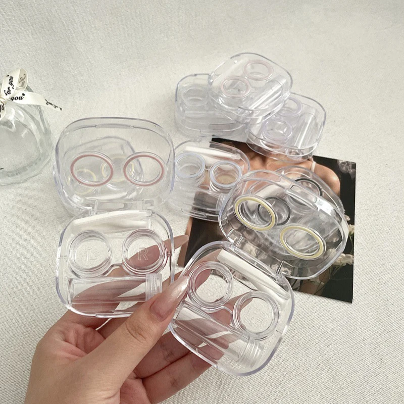 Contact Lens Case Portable Transparent Mini Simple One Piece Case No Need To Twist The Lid