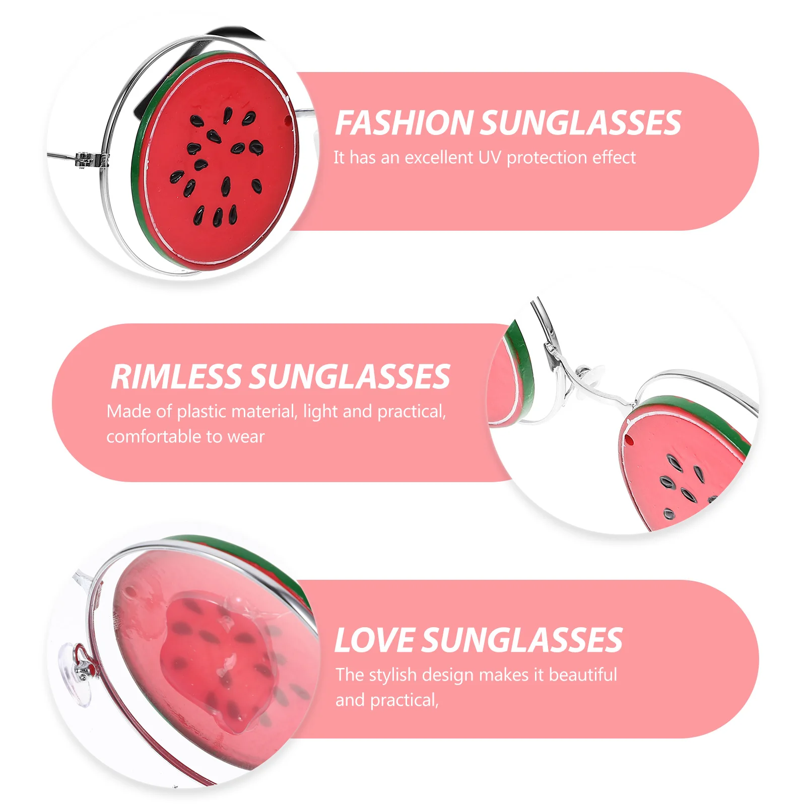 

2Pcs Watermelon Glasses Funny Party Eyeglasses Photo Prop Lightweight Durable Unique Shape Stylish Attention Grabber Great