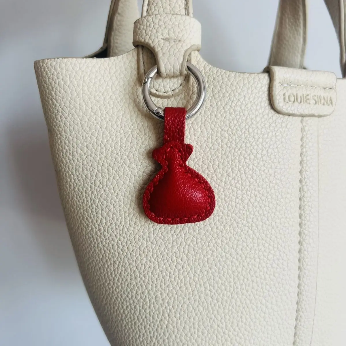 Handmade genuine leather lucky bag keychain car key fob pendant decoration cute car interior gift