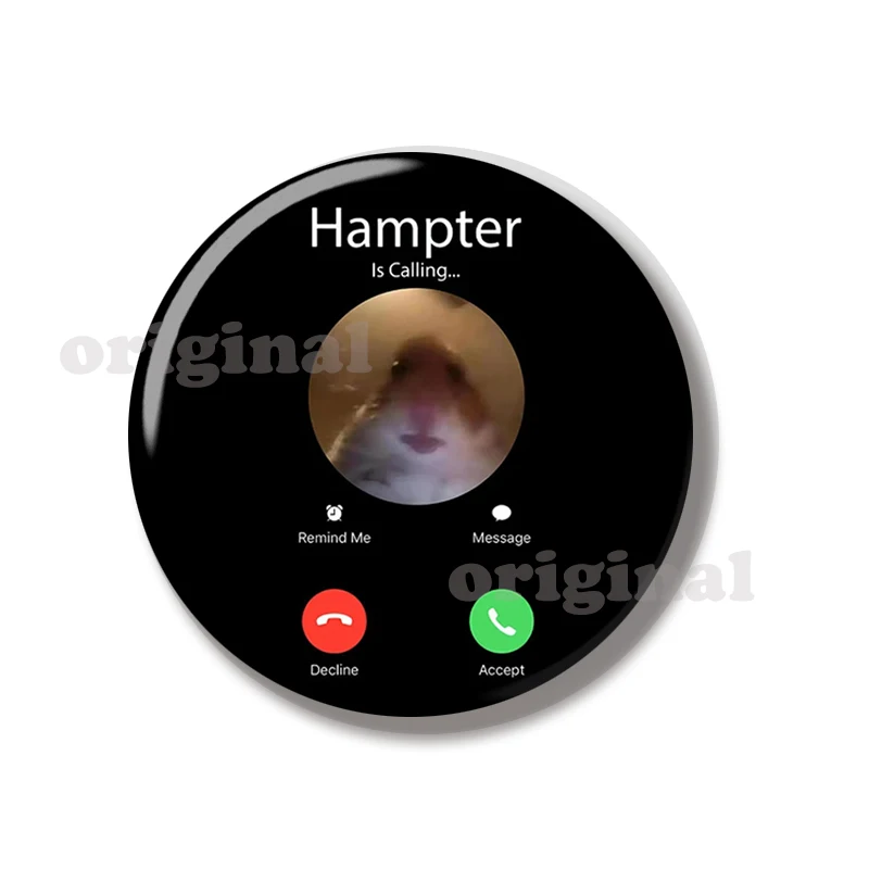 44MM Hamster is Calling Funny Meme Pin Soft Button Jewelry Creative Badge Cartoon Brooch Lapel Pin Bag Backpack Hat Decoration