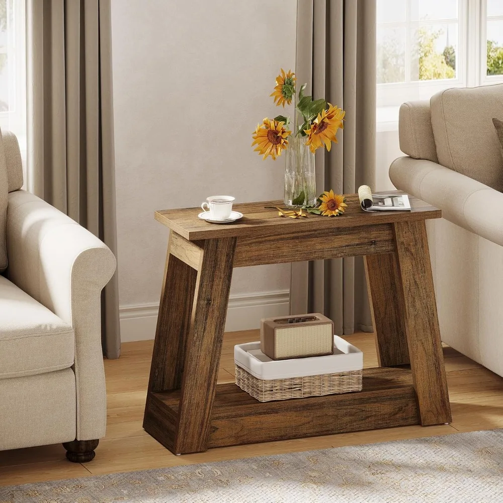 طاولة نهاية خشبية من Tribesigns، طاولة جانبية صغيرة مع رفوف تخزين، منضدة ضيقة لغرفة المعيشة وغرفة النوم (1) #6