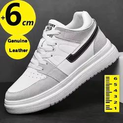 Zapatillas deportivas de piel auténtica para hombre, calzado deportivo con aumento de altura, transpirable, 6cm, 8cm, 2024