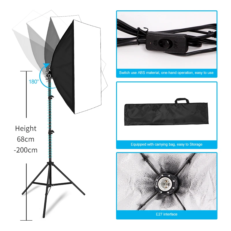 Photography Video Studio Lighting Kit 6.6x 10 ft Background Support photo Backdrop Umbrellas Softbox with 5 in 1 Reflector