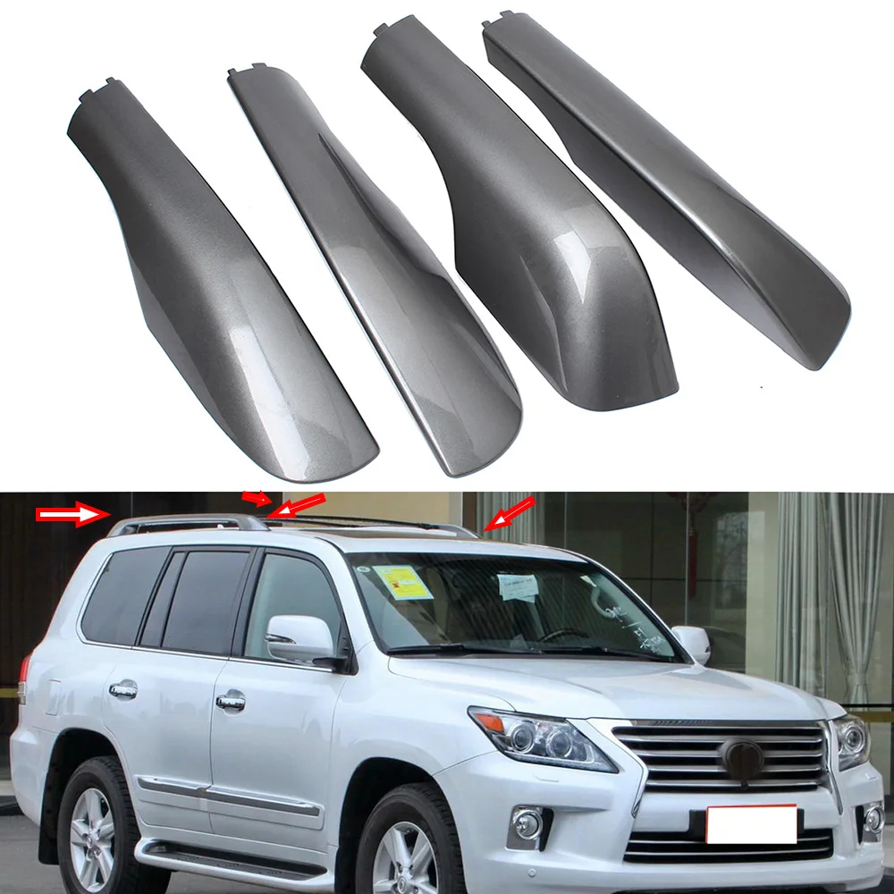 FOR Lexus LX570 ABS Roof Rack Bar Rail End Protection Cover Shell  Replace 4Pcs Rail End Cover Shell Cap 2008-2015 Accessories