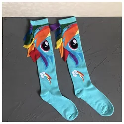 Kawaii Anime My Little Pony Series Hand Sewn Women's Mid Tube Socks Cute Fashionable Knitted Calf Socks Autumn Winter Warm Socks