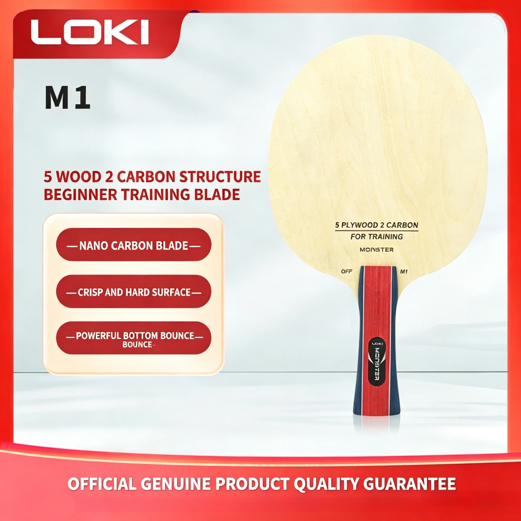 loki-m1卓球ブレード5ウッド2カーボンナノカーボンピンポンパドル7プライ高速攻撃用卓球ラケット（トレーニング用）