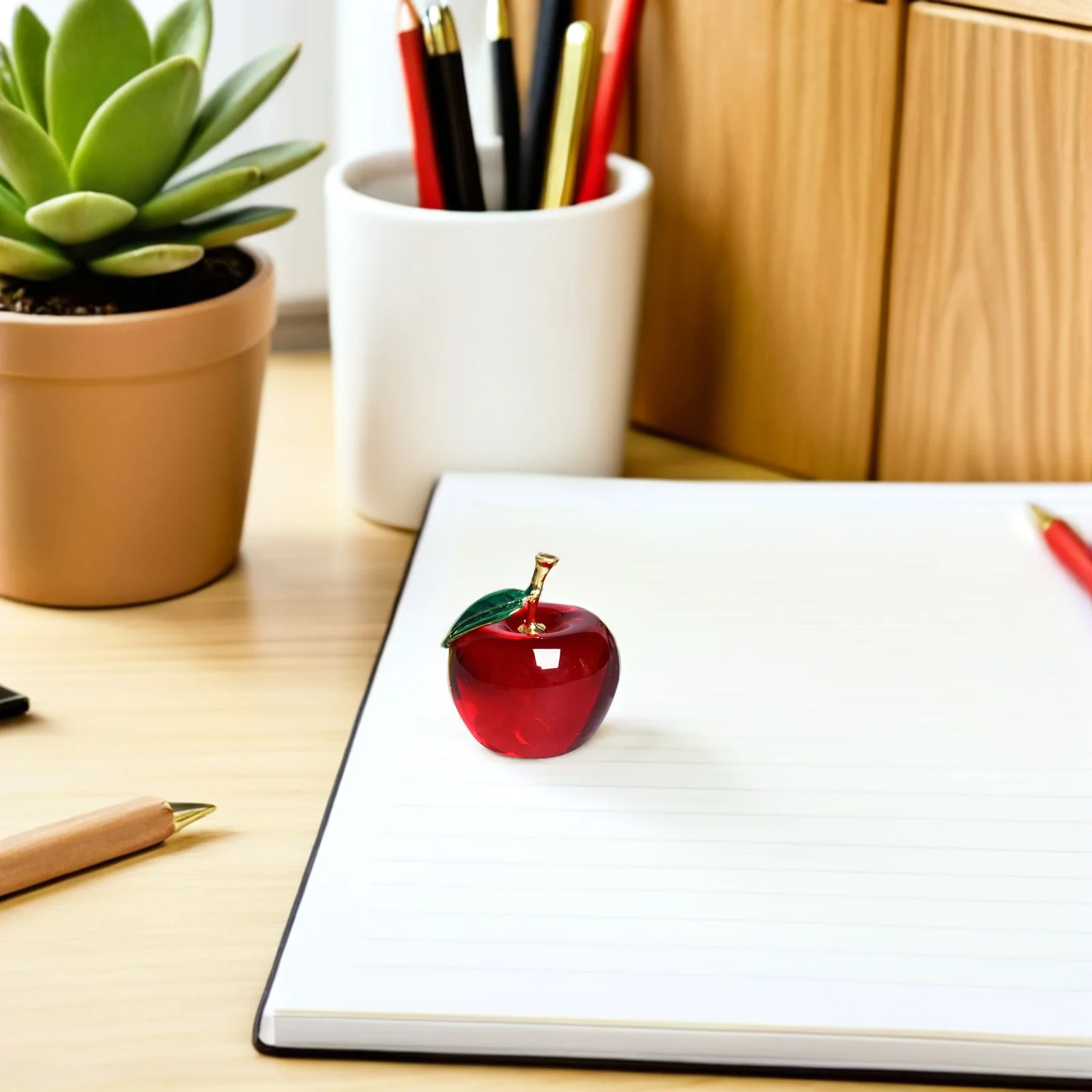 

Crystal Apple Decorative Faux Fruit Realistic Ornament for Bedroom Desk Home Car Crystal Figurines