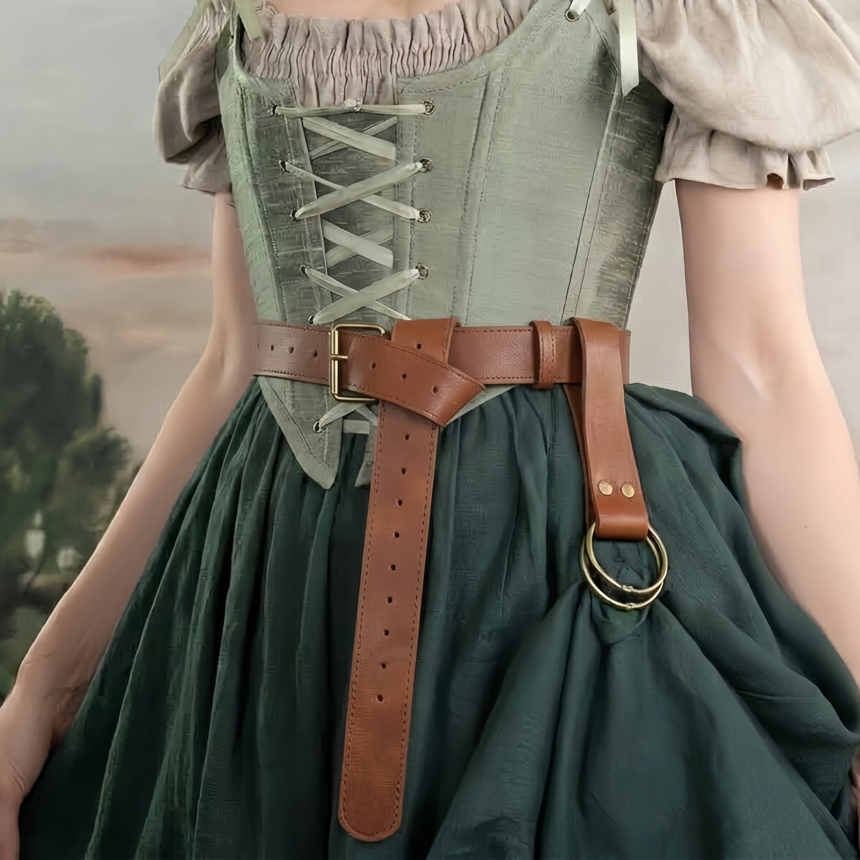 Medieval Vintage Pu Leather Belt with Skirt Clip Renaissance Costume Accessories Cosplay Props