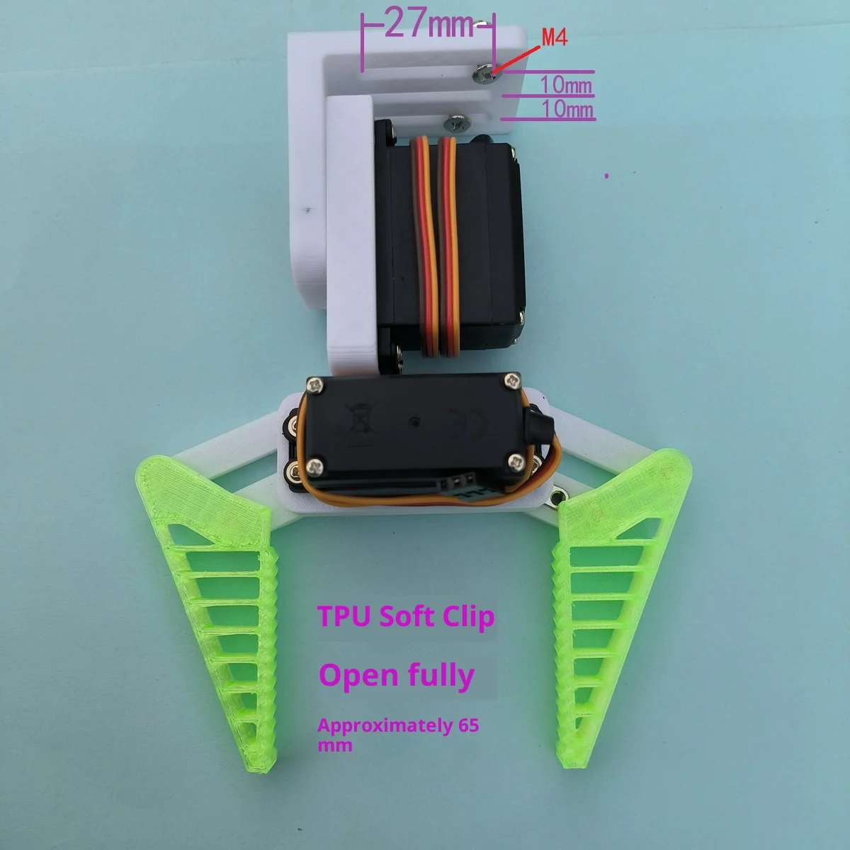 แขนหุ่นยนต์ MG996R แบบสองแกน 1DOF พร้อมกริปเปอร์ยืดหยุ่น TPU ที่จับแขนหุ่นยนต์  ขากรรไกรหุ่นยนต์ สำหรับงาน DIY นวัตกรรมวิทยาศาสตร์และเทคโนโลยี