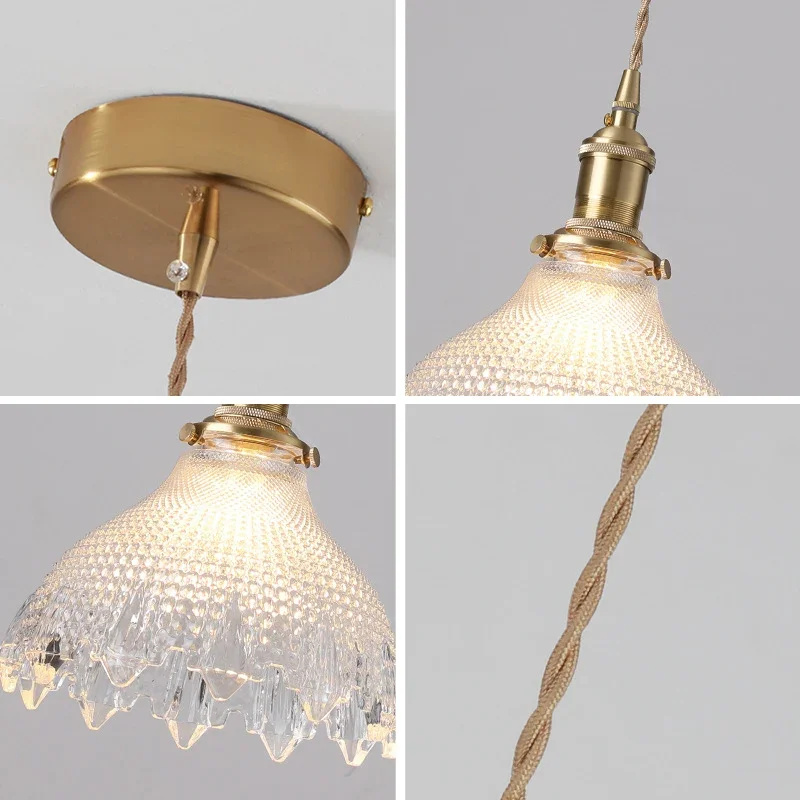 Modern Glass Pendant Light Dining Room Retro Chandelier Creative Hanging Light Transparent Lampshade For Restaurant Lamp Ceiling