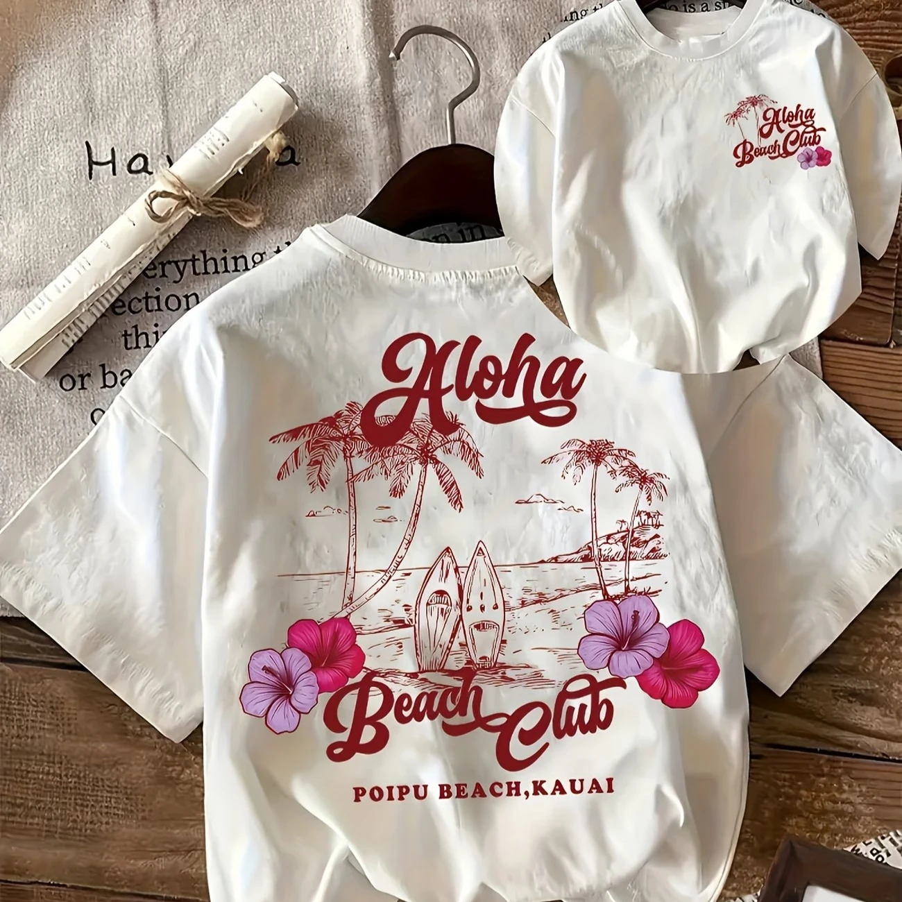 Hawaii Aloha Beach Club Letter Graphic T-Shirt Men Women Summer Fashion Short Sleeve Tee Retro Streetwear Ladies Vacation Top