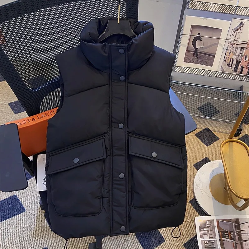 Women's ort down Cotton Vest 2025 New Autumn Winter Outerwear Loose plus Size oulder Pad Tank Top Jaet DK Mesa