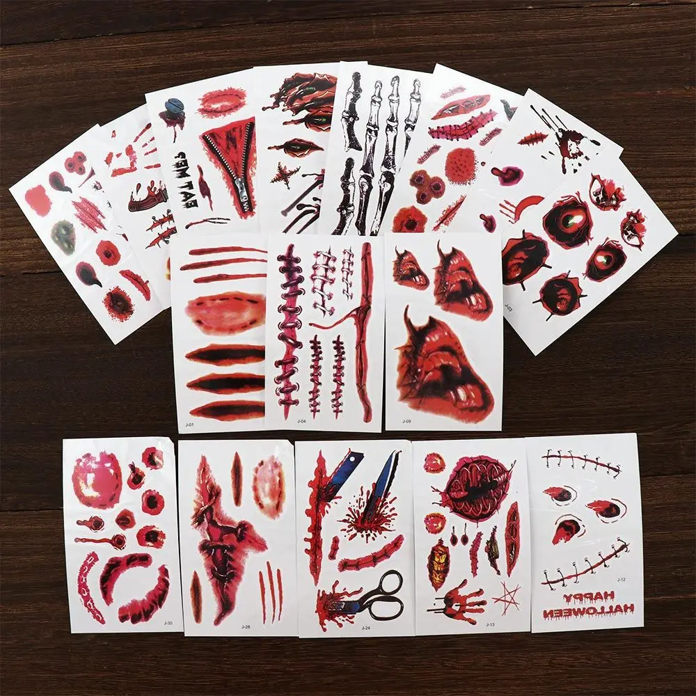 

Lifelike Body Art Skin Decoration Fake Bloody Wound Party Halloween Tattoo Stickers Fake Tattoo Temporary Tattoos Horror Scar