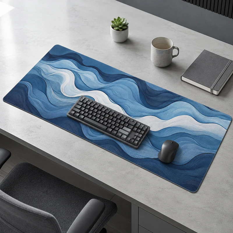 White And Blue Mouse Pad - Cartoka