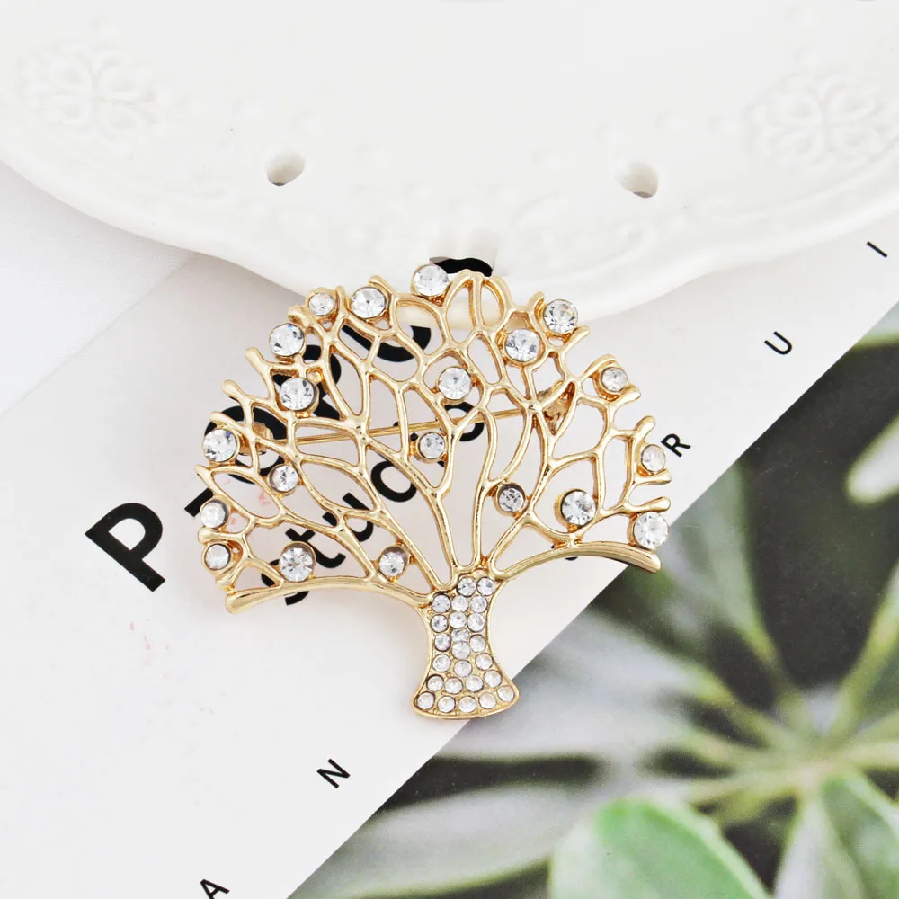 European and American rhinestone life tree brooch women accessories pins jewelry