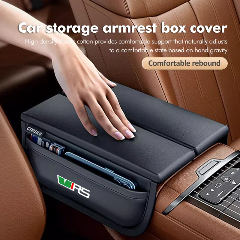 Universal Car Armrest Box Height Pad With Pocket Accessories For Skoda Superb Derivative Karoq Kamiq MK3 Fabia Rapid Favorit view 3