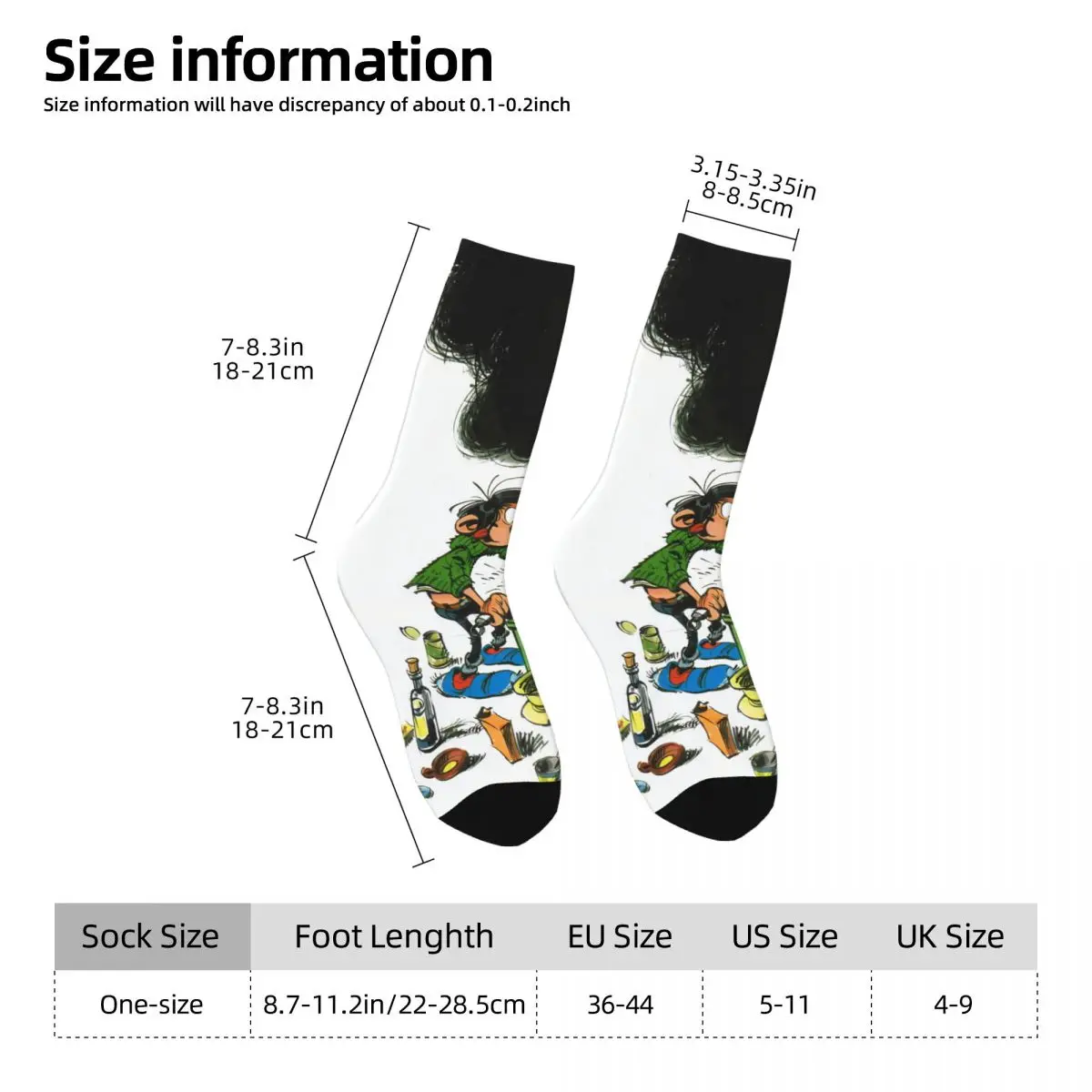 Gaston Lagaffe Anime Unisex Winter Socks Windproof Happy Socks Street Style Crazy Sock