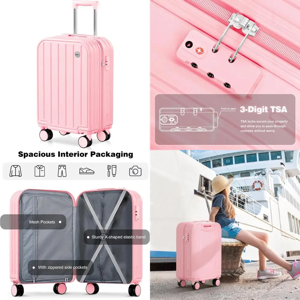 

Lightweight 20 Inch Hard Shell Suitcase with Wheels, Airline Approved TSA Lock, PC ABS Material, Carry-On Luggage for Travel