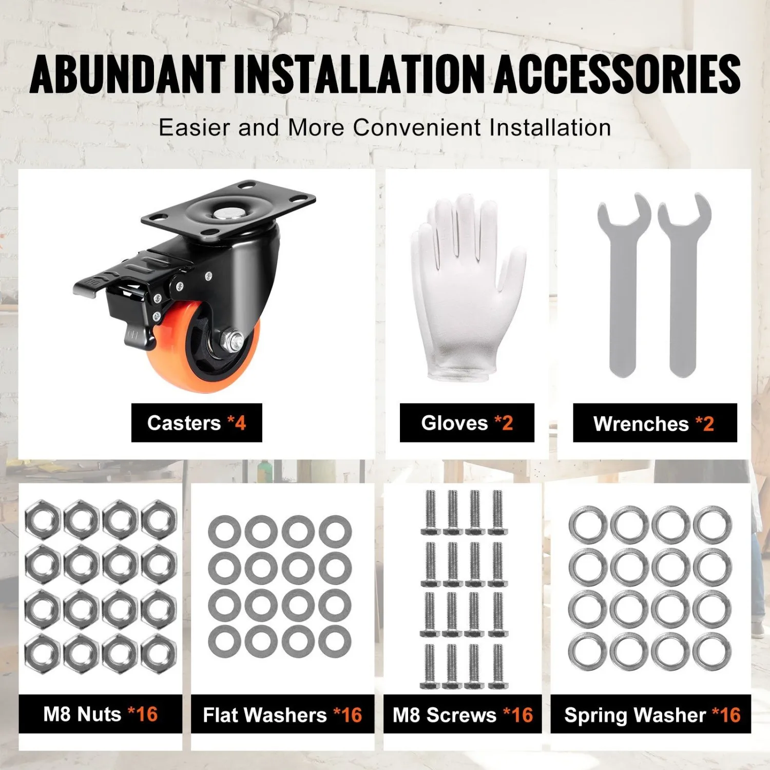 เงียบ 360 °   ล้อเก้าอี้สำนักงานแบบหมุนได้ - รับน้ำหนักได้ 1000 ปอนด์ รองรับน้ำหนักมาก พร้อมลูกปืนคู่ สำหรับใช้ในบ้าน/สำนักงาน/โรงงาน