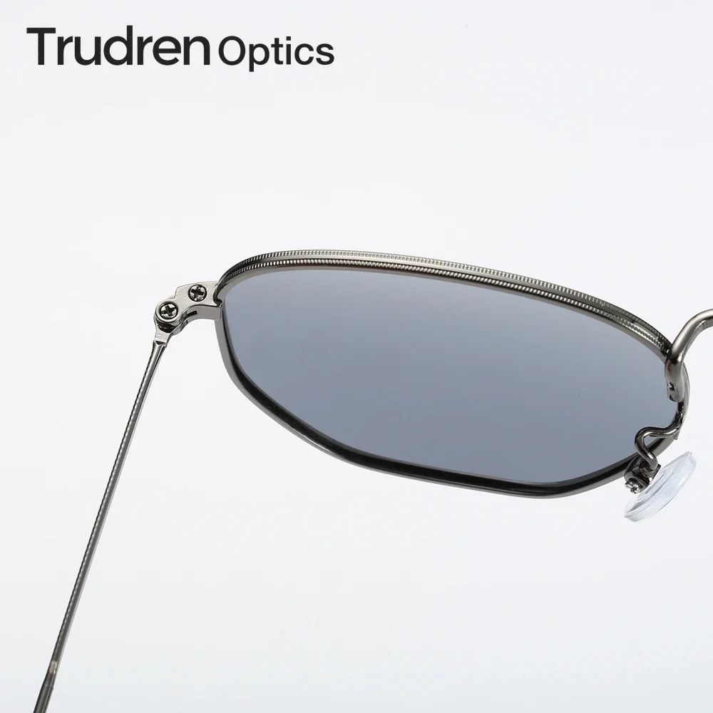 Trudren Unisex Classic Hexagonal Sunglasses for Men Designer Polarised Sun Glasses Womens Slim Metal Geometric Sunglass RB3548