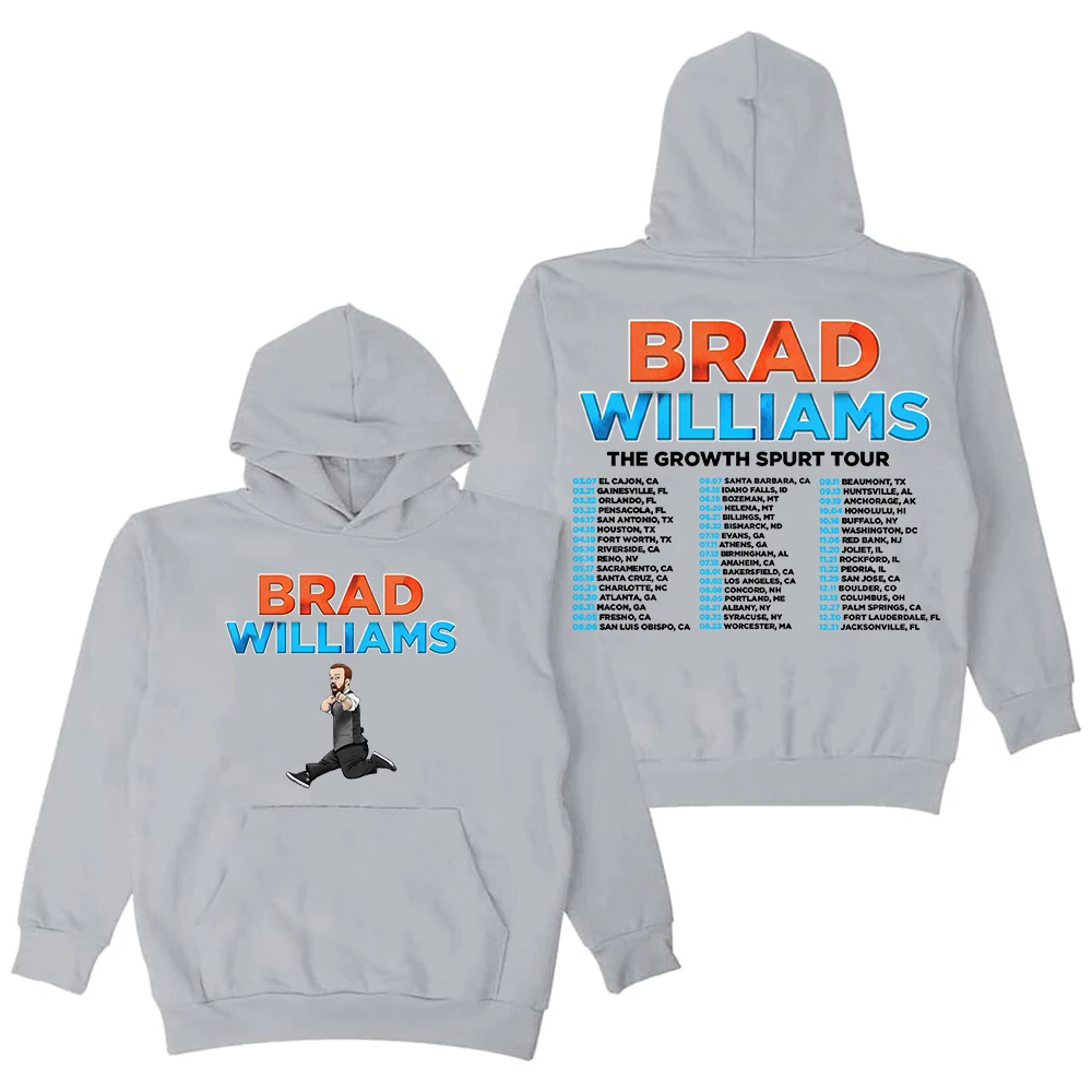GF براد ويليامز The Growth Spurt Tour 2025 هوديي كم طويل ملابس الشارع الشهير النساء الرجال قمصان سويت شيرت بقلنسوة #3