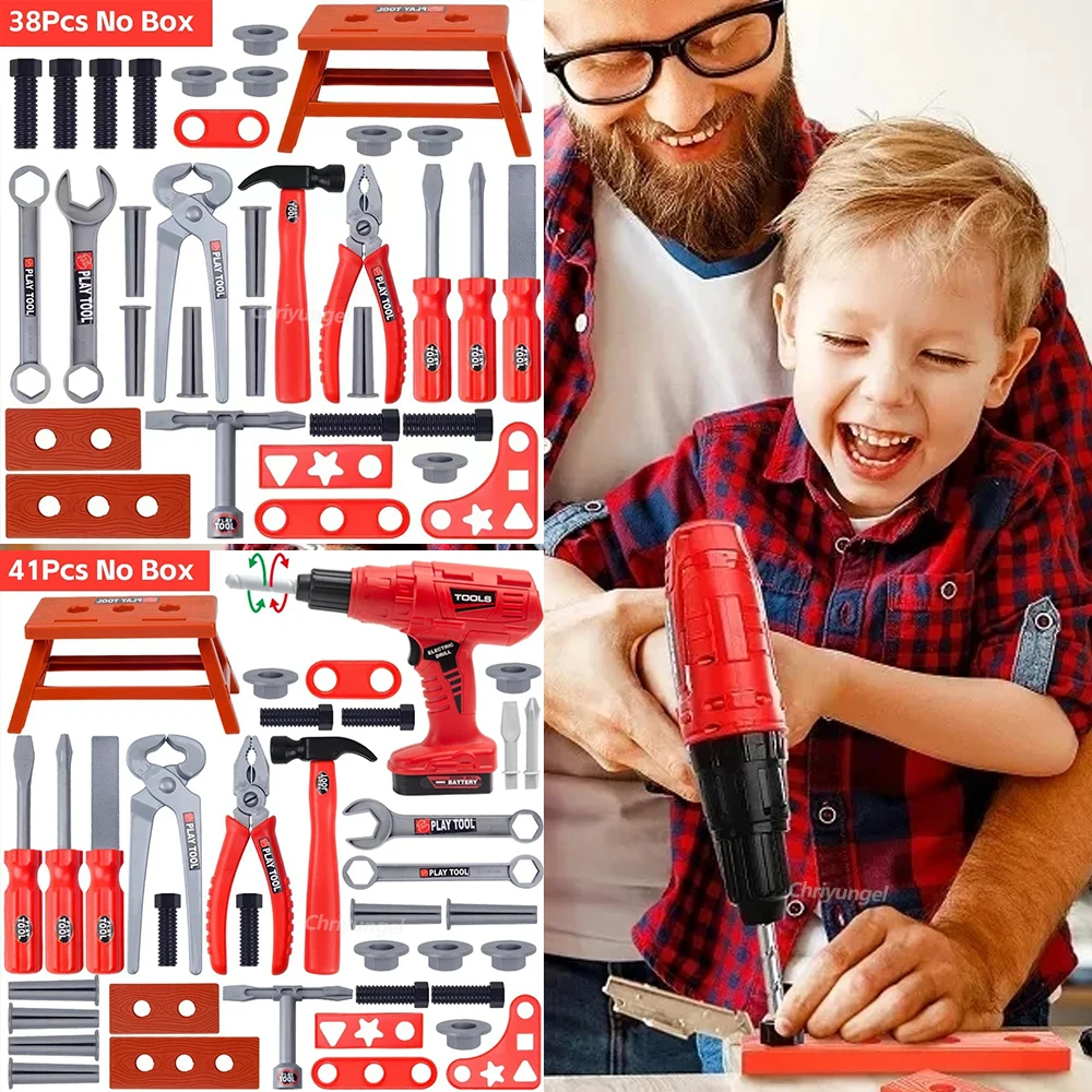 38/41 PCS Pretend Tools Kit Kids Play Repair Tool Set Plastic Construction Toys with Screwdrivers for Toddler Boys Girls Child