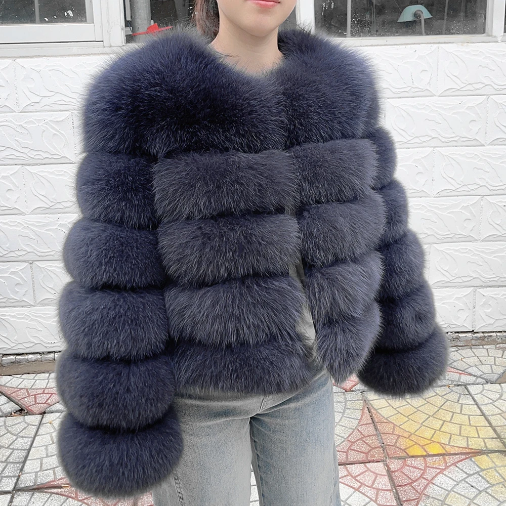 QUEENTINA Fuchspelzmantel Echt Winter Damen Neue Mode Flauschig 2025 Leder und Haut Weiße Kleidung Natürlich Neu in Mäntel und Jacken