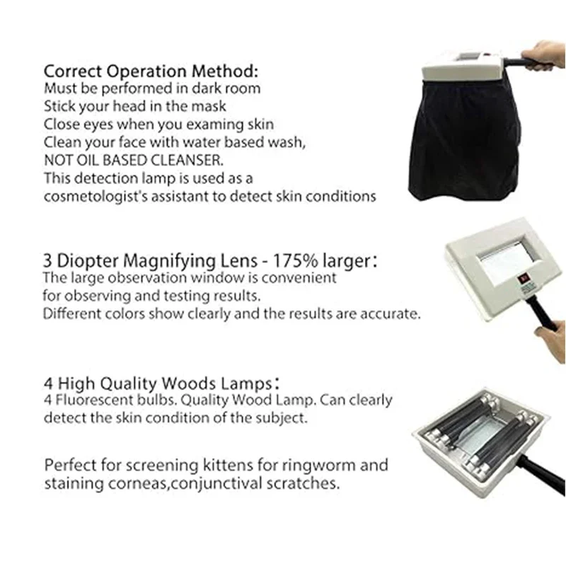 Personal Thuisgebruik Zorg Gezichtshuidanalysator Handheld Facial Wood Lamp voor huidrimpel Acne Pigmentatie Detecteer huidvocht