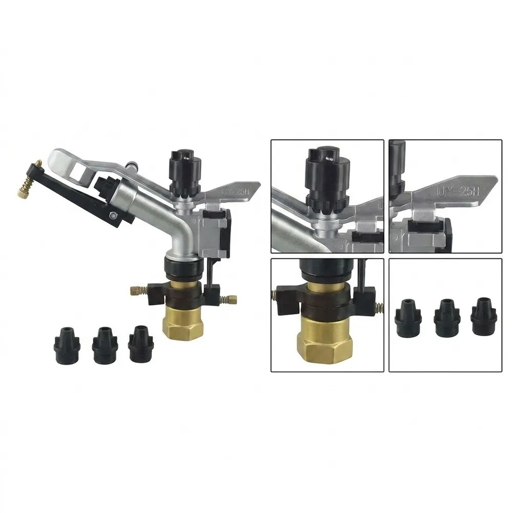 Adjustable rotating sprinkler for agricultural use with 1 inch inlet 20m to 26m spray range and 7-10.2m3/h output
