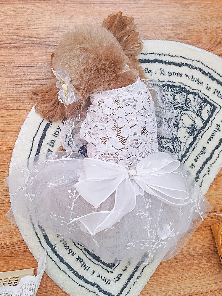 Puppy summer clothes than bear teddy thin dress cat fluffy skirt gauze skirt