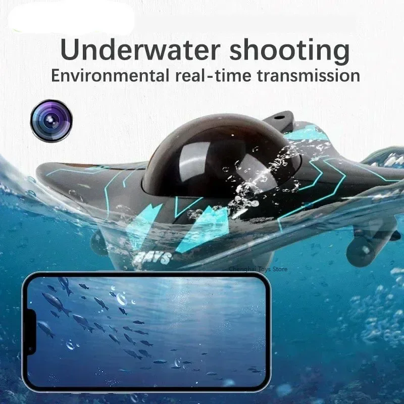 Barco submarino teledirigido de 6 canales con cámara, barco submarino con Control remoto, Wifi, Fpv, juguetes de radiocontrol para niños, regalos