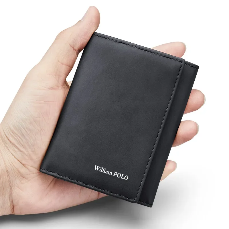 WILLIAMPOLO Men's Wallet Coin Purse Wallet RFID Blocking Man Leather Wallet Business Card Holder Money Bag Wallet Male