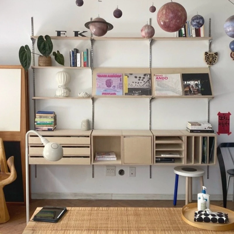

Nordic Creative Wall-mounted Bookcase Simple Wall-mounted Bookshelf Adjustable Shelf Living Room Background Wall Decorative