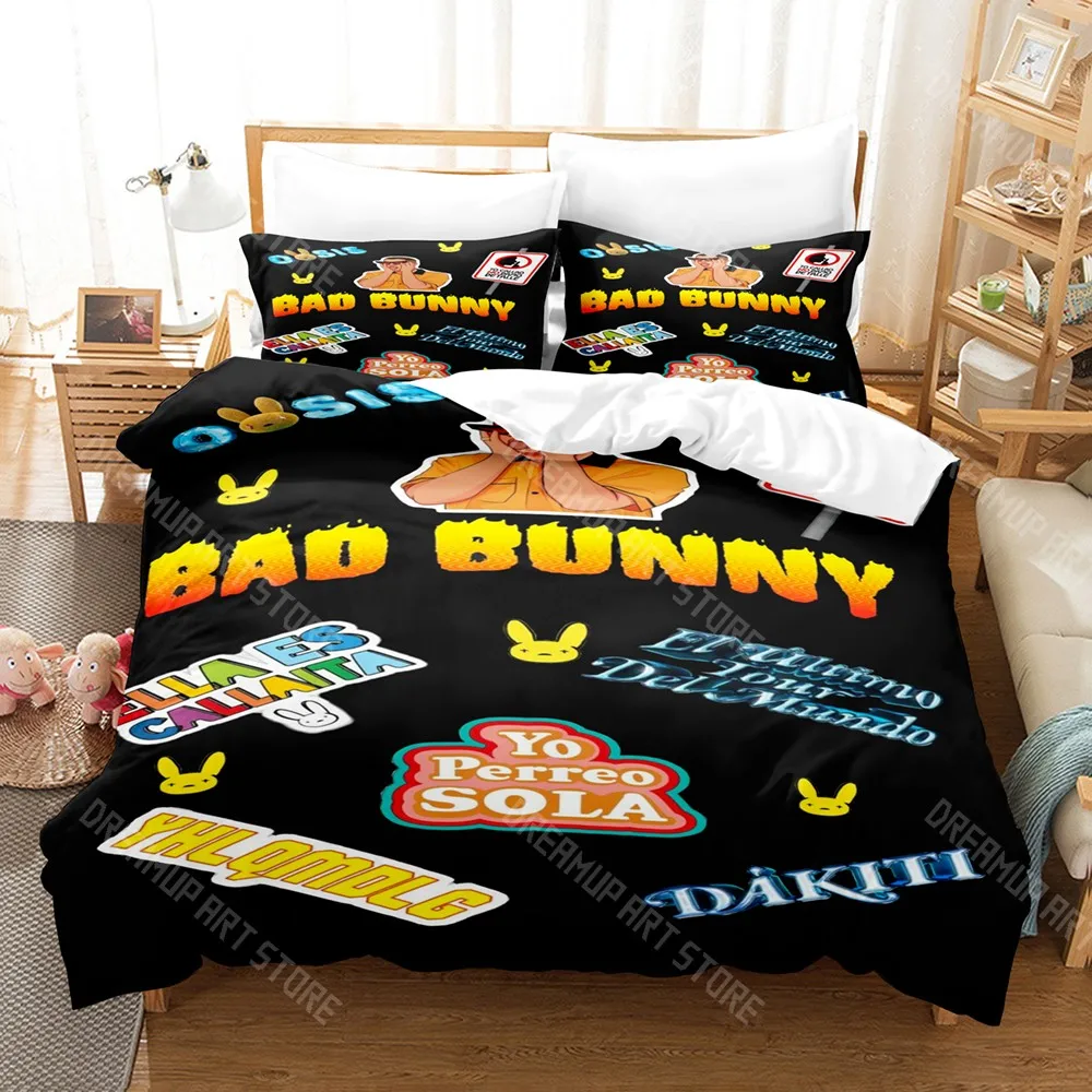 3D Printed Bad Bunny Un Verano Sin Ti Bedding Set for Boys Girls Duvet Cover Pillowcase Twin Queen King Full Single Double Sizes
