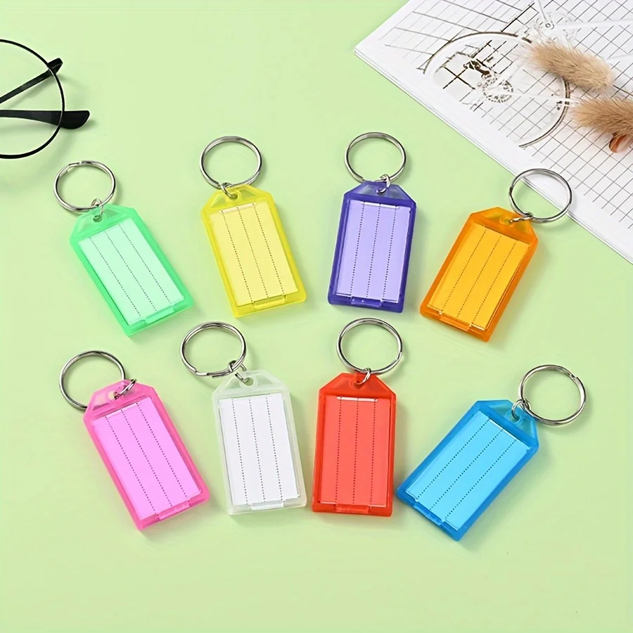 55Pcs Assorted Color Flip-Top Clear Double-Sided Plastic DIY Keychain Labels Travel Luggage Tags for Hotel Suitcase ZSY