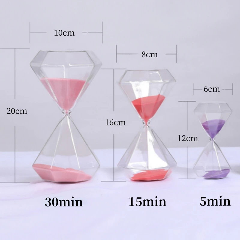 5/15/30 Minute Transparent Glass Sand Clock Hourglass Creative Sandglass Diamond Styling Timer Clock Countdown Timing Home Decor