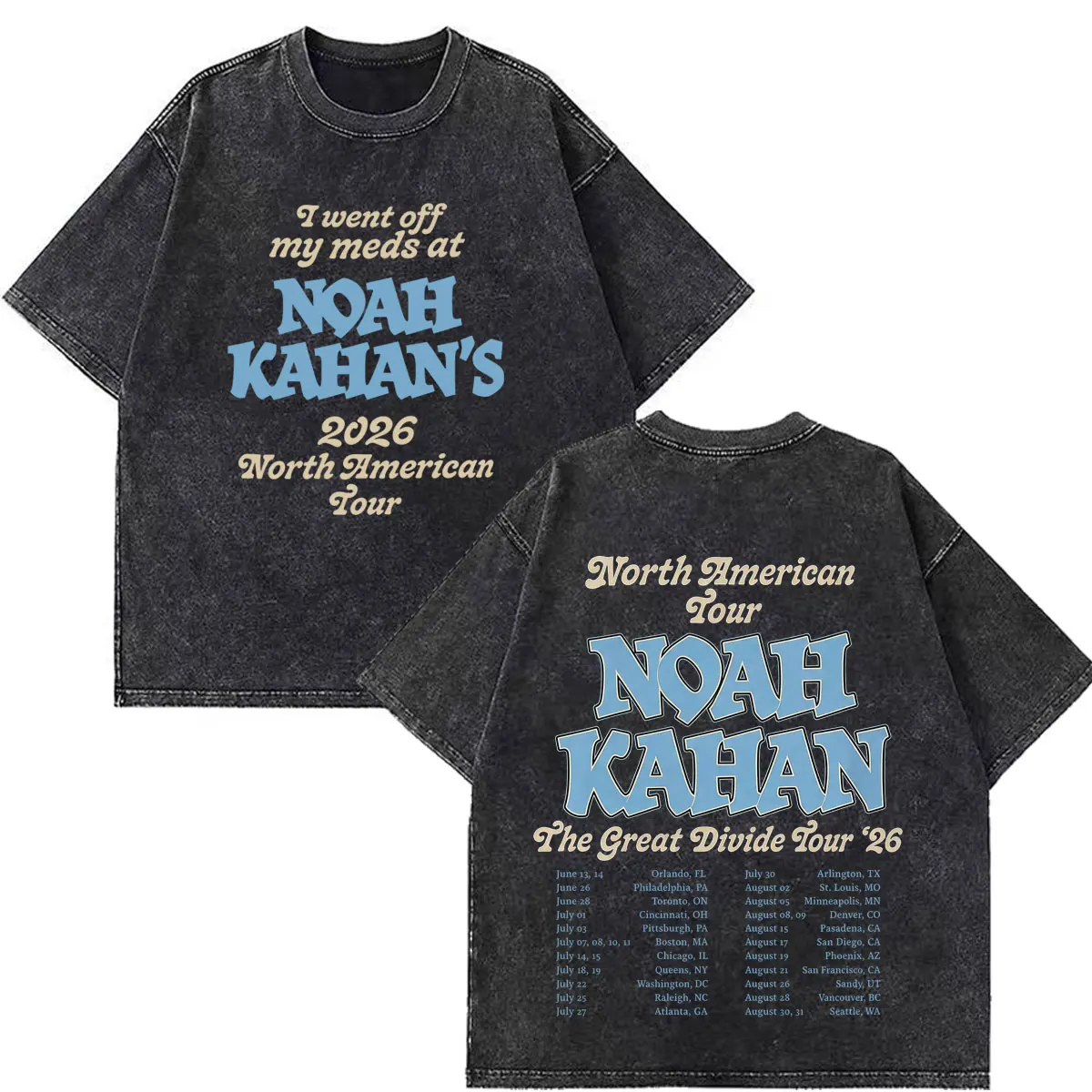 Noah Kahan The Great Divide Tour 2026 Graphic TShirt Men Women Hip-hop T-Shirt Summer Cotton Loose Casual Vintage Washed T-shirt